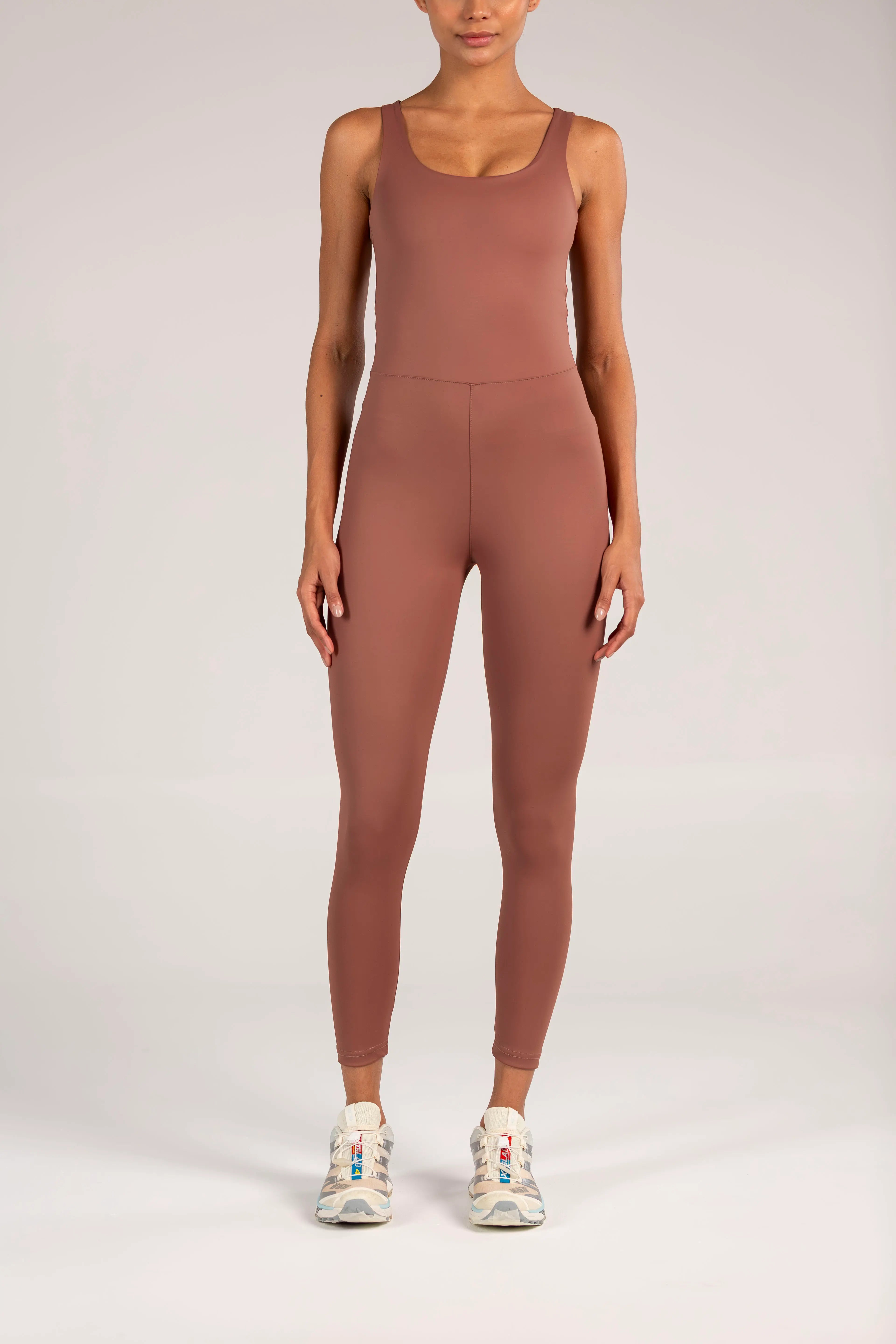 Deep V Jumpsuit Espresso - High Intensity
